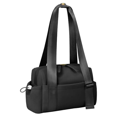 Flintronic Mini Gym Bag for Women, 30 * 18 * 11.5CM Portable Duffle Bag with Adjustable Straps, Waterproof Travel Duffle Bag with Wet Compartment, Small Gym Bag for Gym Outdoor Activities(Black)