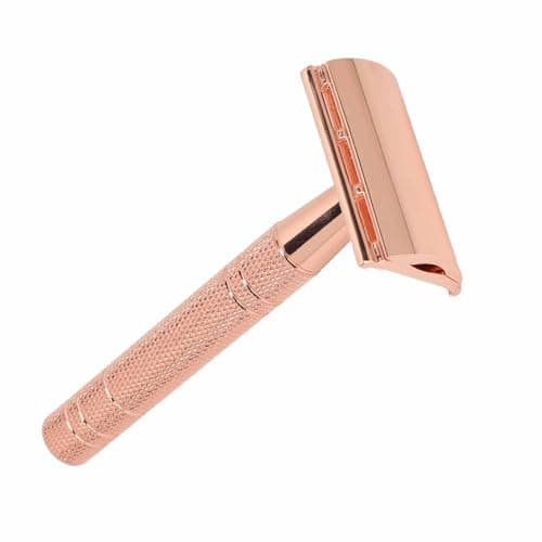 ZJchao Double Safety Manual Clipper, Alloy Handle Heavy Duty Skin Fitted Trimming with Washable for Men Women Wet Shaving (Rose Gold) — view 6