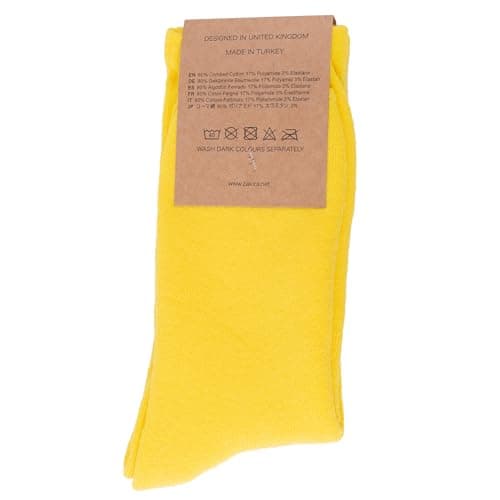 ZAKIRA Combed Cotton Terry Crew Socks, 4-6 (UK), Yellow — view 5