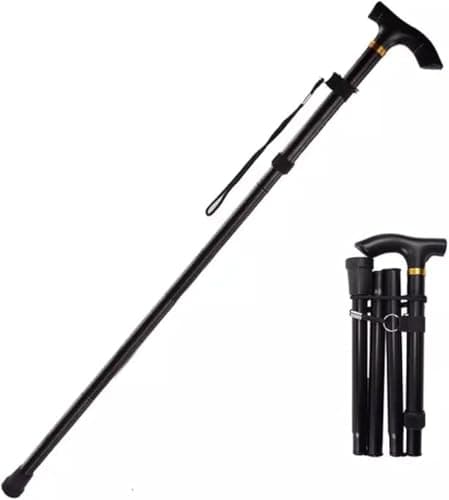 Walking Stick, Portable Collapsible Walking Stick and Mobility Aid Handy, Easily Adjustable Folding Travel Walking Cane for Women, Men & Disabled Flexible and Durable, 33-37 inches (Black) — view 3
