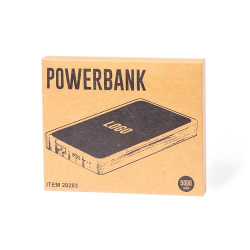 Sawfish Personalised Power Bank Koby 5000mAh Bamboo Power Bank with LED Illuminated, USB & USB-C Output, Fast 2.4A Charging — view 3