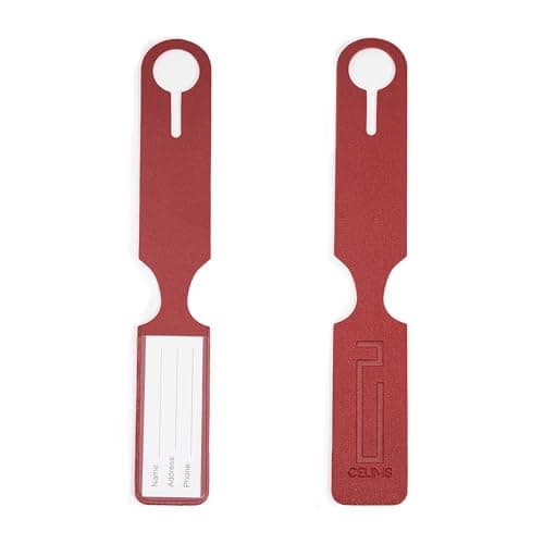 CELIMS - Suitcase Tag | Heavy Duty Luggage Name Holder | Luggage Tag | Travel Suitcase Accessory | Burgundy