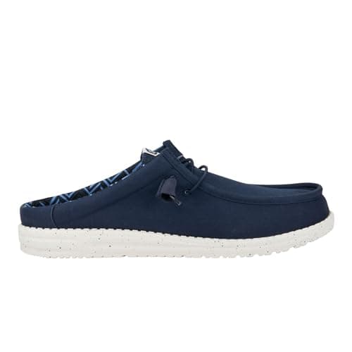 HEYDUDE Men's Wally Slip Stretch Canvas - Casual Slip-On Shoes, Navy, 12 UK