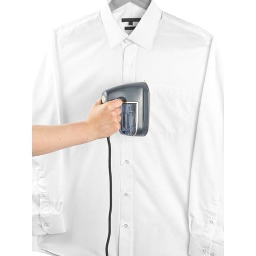 Beldray BEL01610 2 in 1 Iron & Garment Steamer - Mini Travel Iron, Single Temperature, Use on All Fabrics, Heatproof Storage Base, Non-Stick Ceramic Soleplate, 100ml Water Tank, 1200W, Platinum/Grey — view 6