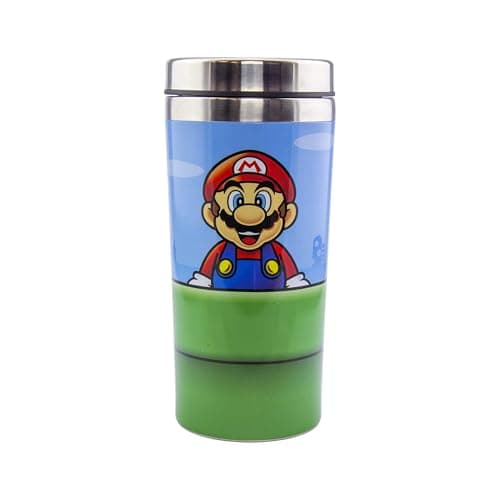 Super Mario Warp Pipe Travel Mug - Officially Licensed Nintendo Stainless Steel Flask, Keeps Drinks Hot & Cold, Great for Commuting, Retro Gamer Gift, 450ml (15 fl oz) - Paladone