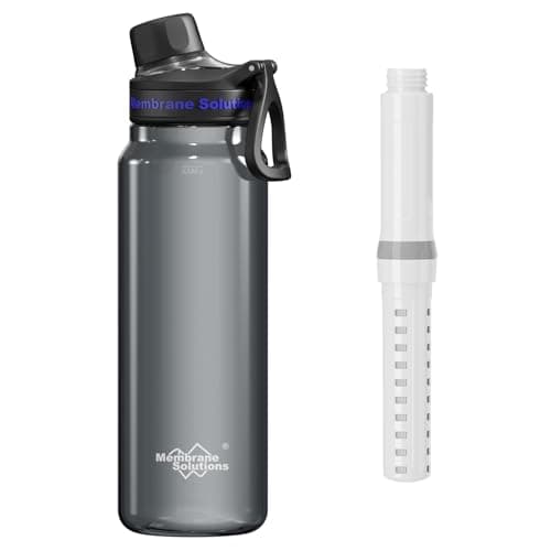 Membrane Solutions C3 Water Filter Bottle for Hiking, 1L (36oz), Tritan