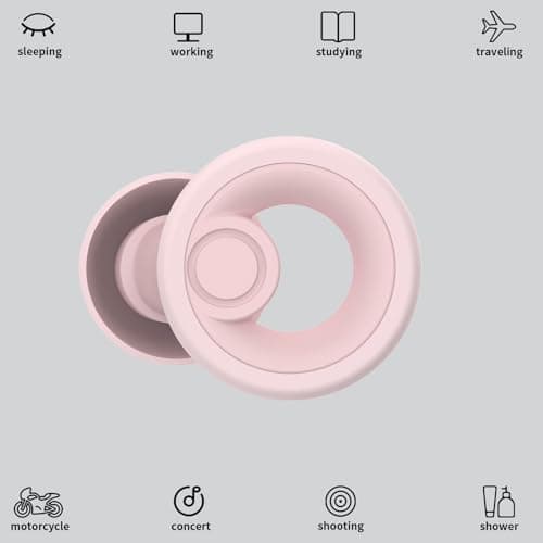 JAYINE Ear Plugs for Sleep, Reusable Soft Silicone Earplugs Hearing Protection, 30dB Noise Cancelling Ear Plugs for Sleeping, Work, Study or Travel - Ear Tips in XS/S/M/L - Pink — view 2