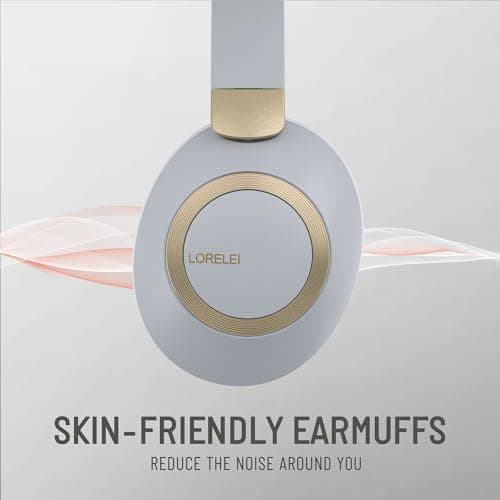 LORELEI B-C6 Wireless Over-Ear Headphones, 50H Playtime Foldable, Lightweight Bluetooth Headsets, Deep Bass, Built-in Microphone, Memory Foam Earmuffs, for Travel (Smoke Grey) — view 4