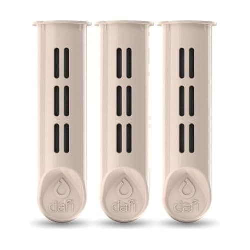 Dafi Water Bottle Filter Replacement 3-Pack by Joanna Krupa, Ideal for Soft and Solid Bottles | BPA-Free Water Filter, Eliminate The Taste and Smell of Chlorine – Beige