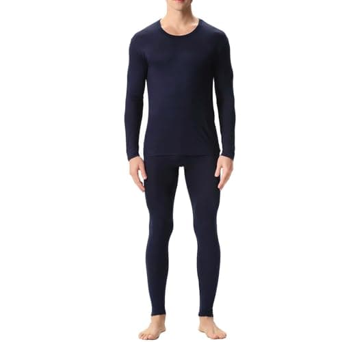 Men's Thermal Underwear Set Fleece Lined Base Layer,Winter Warm Long Sleeve T Shirts and Pants for Cold Weather Protection with Comfort Stretch Fit and Moisture Wicking (Dark Blue, XXXXXXL) — view 2