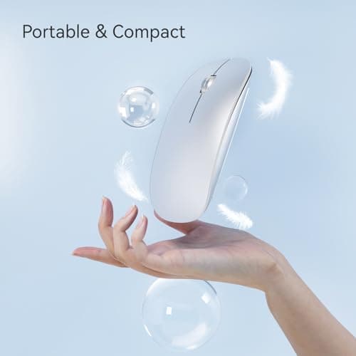 Uiosmuph Bluetooth Mouse, USB C Rechargeable Wireless Mouse, Silent -Silver — view 4