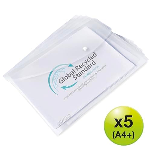 Rapesco 1840 ECO Recycled Popper Wallets, A4+,Pack of 5 — view 2