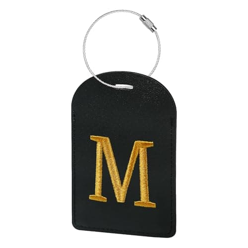 Gloppie Initial Luggage Tags for Suitcases,TSA Approved Personalized Letter Luggage Tag, Embroidered Monogrammed Travel Bag Tags Black M
