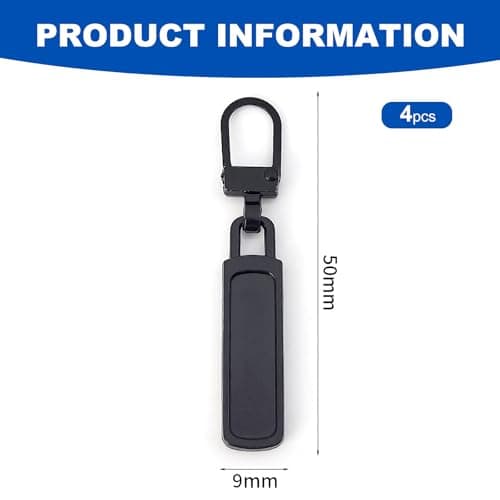 Quality Metal Zipper Pull Replacement Kit - 4 PCS Detachable Zipper Tabs for Luggage, Backpacks, Clothing Repair | Durable Black Slider Pulls, Easy Installation — view 2