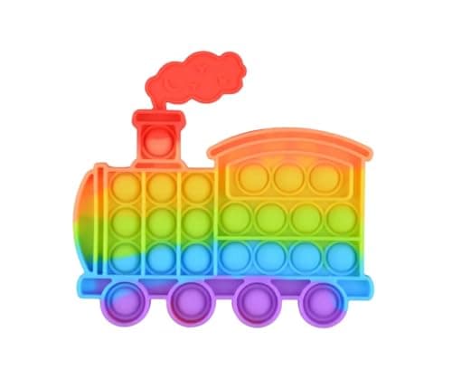 Ranzah Pop Fidget Toy Train Push Pop Bubble Sensory Kids And Adults Travel Poppet Toy Squishy Toy For Gifts & Parties ADHD Stress & Anxiety Relief Toy Squeeze Toddler Toy (Train)