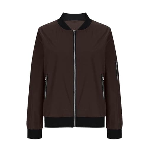 Aopir Packable Rain Jacket Women Women's Lightweight Bomber Jacket Long Sleeve Zip Up Flight Jacket Casual Stand Collar Windbreaker Coat with Arm Pocket — view 3
