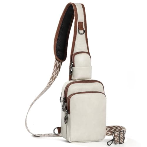 BROADREAM Crossbody Bags for Women PU Shoulder Bag - Water Resistant Small Sling Chest Bag Purses with Zipper Lock & RFID Blocking Fanny Pack Cross Body Bag for Ladies Travel Shopping