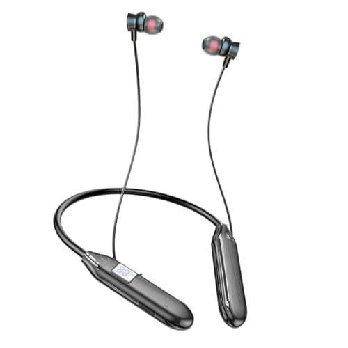 kcrnw Wireless Neckband Bluetooth Earphones 5.2 with LED Display Type-C