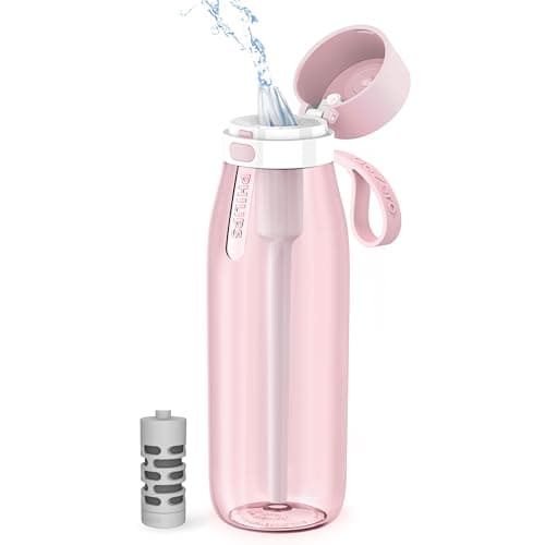 PHILIPS Filtered Water Bottle, Tritan BPA-Free Portable Travel Water Bottle, 36 oz, Pink