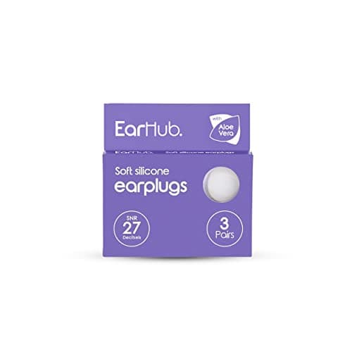 EarHub Sleepwell Soft Premium Silicone Earplugs 3 Pairs. Reusable & Custom Fit Silicone Ear Plugs. Best Used for Sleep. Also Used for Travel, Water Sports, Work, Study & Concerts. Travel case inc