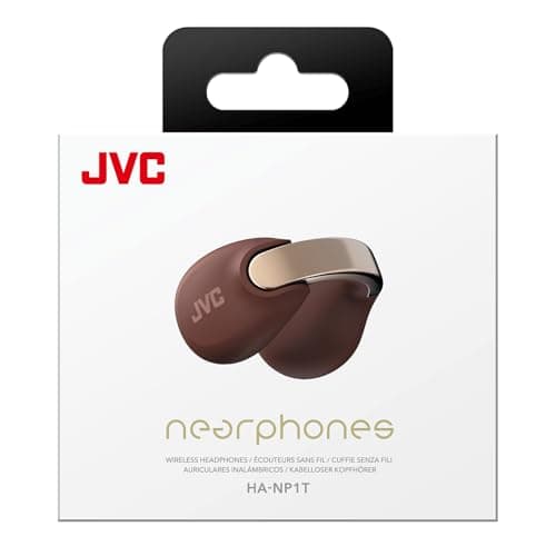 JVC NEARPHONES HA-NP1T-T True Wireless Earphones in Jewellery Design, Comfortable Fit, Quick Charge Function, Multipoint Connection, Bluetooth 5.3, 24 Hours Battery Life, App - Chestnut Brown