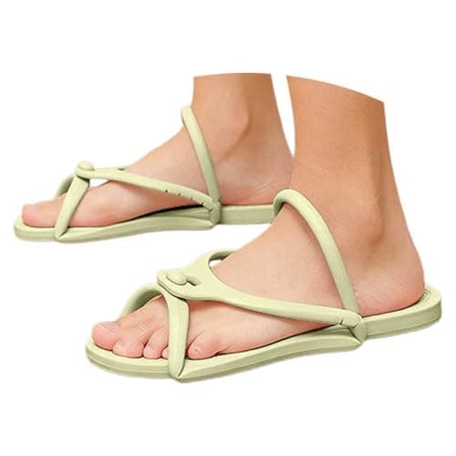 Women's Foldable Soft Slippers Lightweight Sandals Non-Slip Slippers Bathing Shoes Travel Sandals Shower Shoes Slides for Summer Camps Home Holiday Leisure, Green, 2/2.5 UK — view 2
