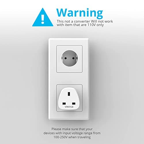 VINTAR UK to European Plug Adapter, 3 Pin to 2 Pin Travel Adaptor, 2 Pack — view 6