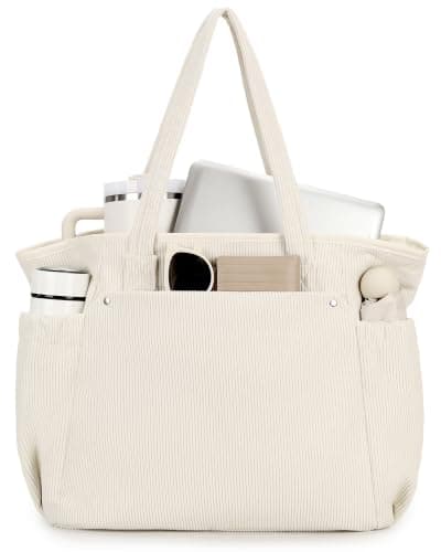 Makukke Laptop Tote Bags for Women, Handbag for School, Large Work Handbags Ladies Tote Bag, Shoulder Bag for College Shopping Work Travel Gym Beach (Beige)