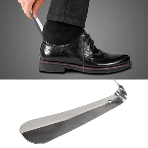 Compact Stainless Steel Shoehorn with Hook Portable Household for Effortless Dressing Metal Handle Ideal Travel Companion Assists Slip-On Footwear -Saving Design (Silver, One Size) — view 3