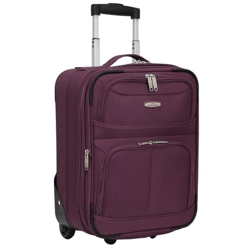 ARIANA® Lightweight Hand Luggage Cabin Size Trolley Suitcase Easyjet Underseat Cabin Carry On Travel Bag 45x36x20cm (Burgundy)