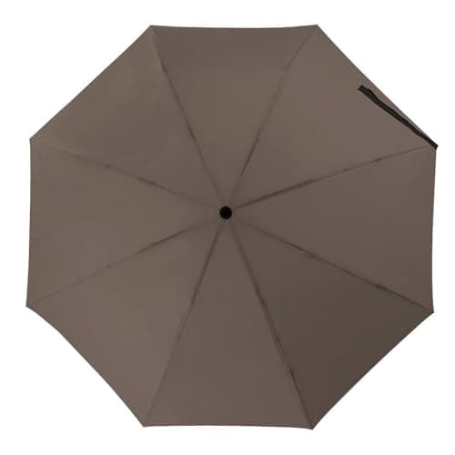 Mateju Automatic Folding Travel Umbrella - Windproof Strong Mini Compact Umbrella with Solid Color for Men Women Kids (Brown 01)