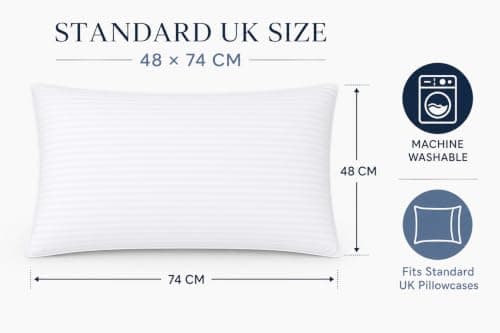 AmigoZone Hotel Quality Stripe 8 Pack Pillows - Bounce Back Pillow Cotton Blend With Virgin HollowFibre - Firm Support Anti Allergy Machine Washable - 48x74cm - Pack of 8 — view 6