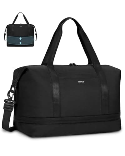 ECOHUB for Ryanair Cabin Bags 40x30x20, Expandable Underseat Hand Luggage Bag, Foldable Carry On Bag with Removable Wet Pocket, Water-Resistant Overnight Hospital Weekend Bag for Women (Black)