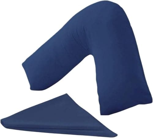 Nutra Nerd V Shaped Pillowcase Cover - 100% Polycotton V pillowcase cover - Neck & Back Support Orthopaedic Pregnancy Nursing V shape Pillow case cover only | Envelope Closure (Navy Blue)