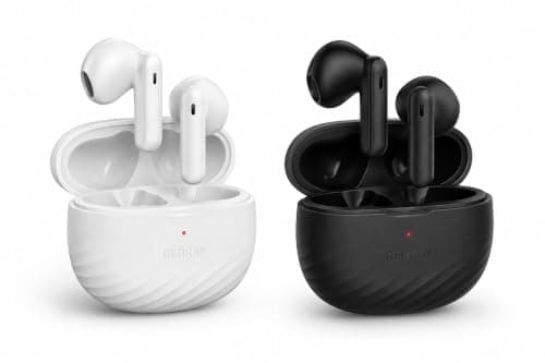 Red Ray Wireless Headphones,Wireless Bluetooth 5.3 Earbuds, Touch Control, Easy-Pairing, 24H Playtime,Noise Cancellation Built-in Mic with Charging Case, IPX8 Waterproof Earphones for Anroid/IOS