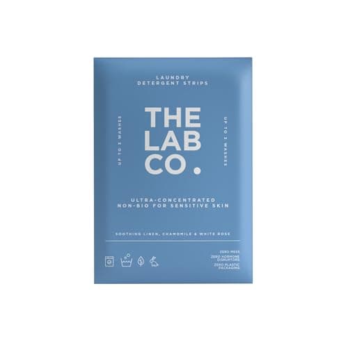 The Lab Co. Laundry Detergent Strips Washing Sheets | Travel Pack | Ultra-Concentrated | Non-Bio | For Sensitive Skin | Fresh Linen Chamomile & White Rose | 3 Loads