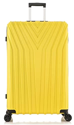 DK Luggage 24" Medium Hard Shell Suitcase Luggage 4 Wheel Spinner ABS101 (Yellow, 24" Medium) — view 2