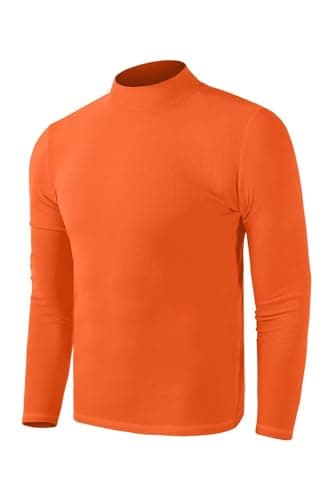 Zengjo Mens Thermal Base Layer Mock Neck Top(Orange,L) — view 5