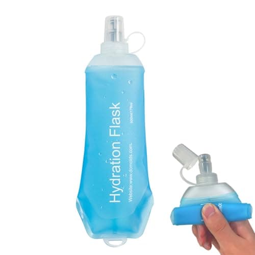 Lightweight Leakproof Soft Flask - 500ml Foldable Collapsible Water Bottle for Running Vest & Belt, BPA-Free TPU for Trail Running, Hiking, Cycling, Outdoor Sports (Blue)