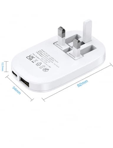 Ultra Slim 30W USB C Plug UK,Foldable Pins,GaN Fast Charger, Dual Port USB-A + USB-C, USB-C PD 3.0 PPS 30W, USB-A QC 3.0 Compact Travel Charger for iPhone, iPad, Samsung, Laptop, Nintendo Switch — view 2