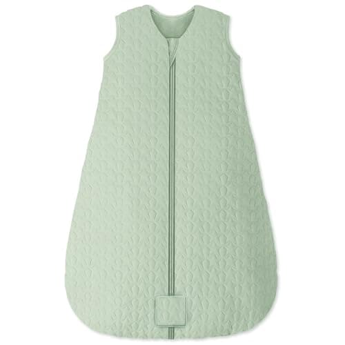 Unnivoll Baby Sleeping Bag 2.5 Tog 0-6 Months 100% Cotton Winter Sleeping Bag Baby 2-Way Zipper Quilted Sleep Sack for Newbron Infant Warm Soft Green