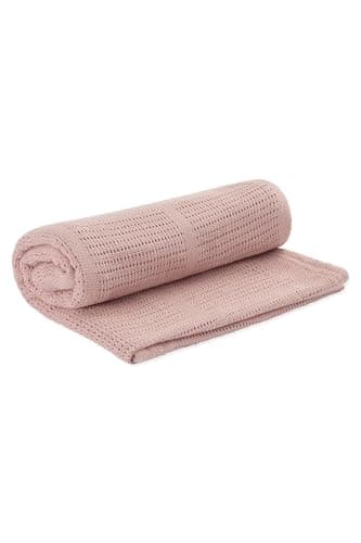 MORI Muslin Cellular Blanket in Organic Cotton & Bamboo, 70x100cm, Blush