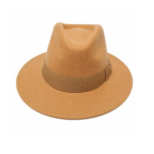 Novella Noori Indiana Jones Style Fedora Hat - Pure Wool Felt Wide Brim Fedora Hat for Men and Women - Crushable, Water-Resistant Vintage Wool Flet Fedoras - (Beige, UK, Alpha, L) — view 5