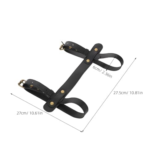 Abaodam Adjustable Yoga Mat Strap Black Pu Leather Carrying Band for Outdoor Fitness Pilates Exercise Mat Tie and Holder Suitable for Gym and Travel — view 2