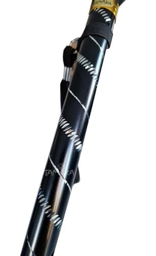 TAMAKA® Ladies Premium Black with Silver Etched Engraved Flecked Stripes Pattern Adjustable One-Piece Beautiful Walking Stick Cane Sparkly Trendy Fashion Glitter - 23" - 38.5" — view 2