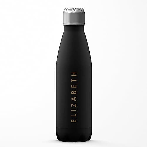 Tirita Personalised Water Bottle - Thermal Travel Flask for Hot & Cold Drinks - Insulated Stainless Steel Bottle - Gym, Office, School - 500ml [02- Name in Gold] — view 2