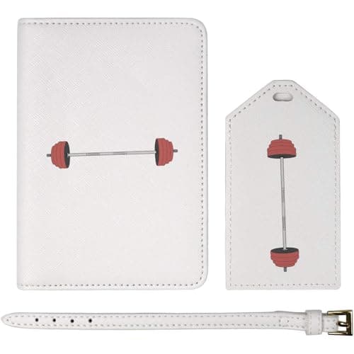 Azeeda 'Barbell Fitness Gym' Passport Travel Set - White (PA00039863)