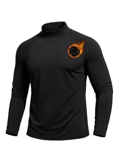 TACVASEN Thermal Top Men Long Sleeve T Shirt Turtle Neck Jumper Black XL
