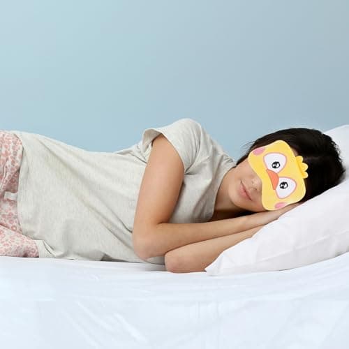 COMPUKAS Portable Sleep Mask and Comfortable to Wear Design with Lightweight Cloth Material Featuring Creative Yellow Cartoon Pattern for Eye for Travel and Home Sleeping — view 4