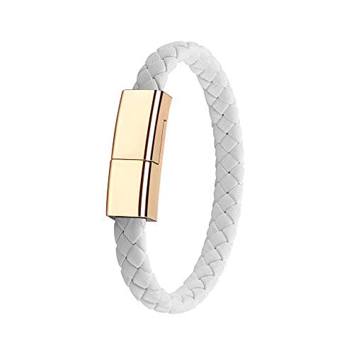 Outstanding® USB Type-C Charging Cable Bracelet Neutural, USB C Phone Charger 2.4A Current, Wristband Design Charger Leather Bracelet Portable Travel Charger, Braided Cord — view 2